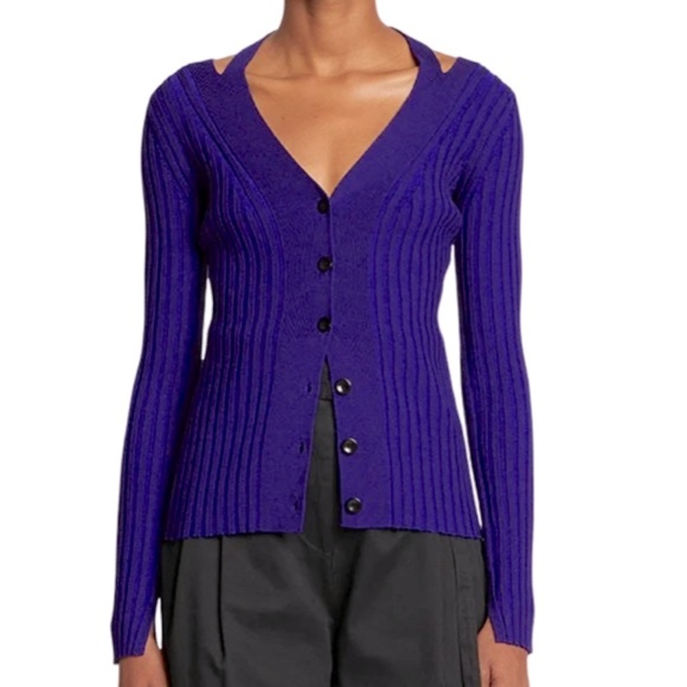 NWT Proenza Schouler White Label Knit Halter Cardigan in Ultramarine - Sz XL